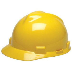 V-Gard Slotted Cap, Yellow, w/Fas-Trac III Suspension, 1/EA #475360-Logo (Logo Included)