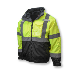SJ210B Three-in-One Deluxe High Visibility Bomber Jacket - Green/Black Bottom, #SJ210B-3ZGS