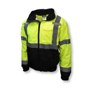 SJ110B Class 3 Two-in-One High Visibility Bomber Safety Jacket - Green/Black Bottom, #SJ110B-3ZGS