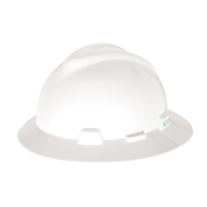 V-Gard Slotted Full-Brim Hat, White, w/Fas-Trac III Suspension, 1/EA #475369-Logo (Logo Included)