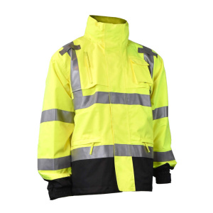 Heavy Duty Rip Stop Waterproof Rain Jacket - Hi-Vis Green, #RW32-3Z1Y-Logo (Logo Included)