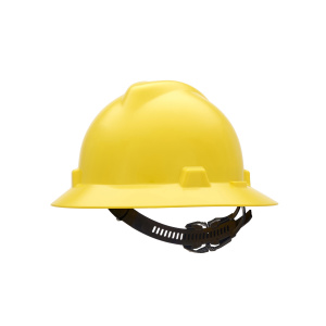 V-Gard Slotted Full-Brim Hat, Yellow, w/1-Touch Suspension, 1/EA #10058318