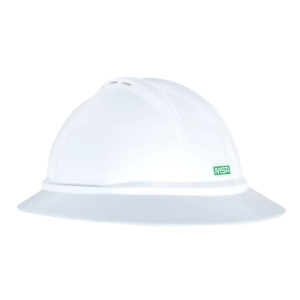 V-Gard 500 Hat, White Vented, 4-Point Fas-Trac III, 1/EA #10167911-Logo (Logo Included)