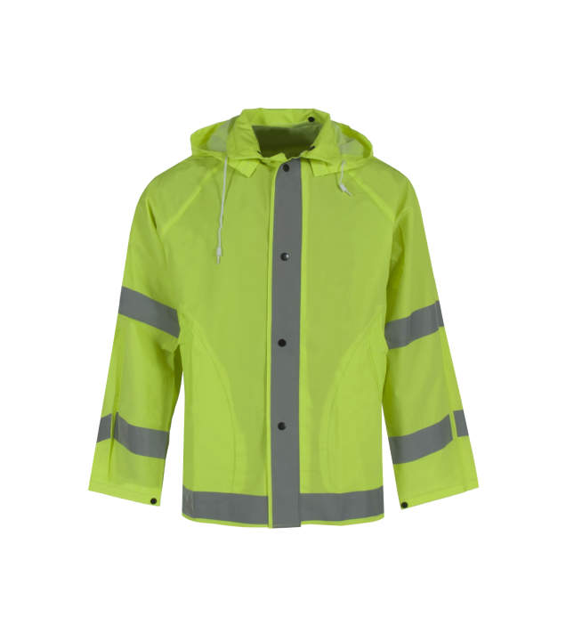 Econo-Viz Jacket with Snap-On Hood and Reflective Tape - Hi-Vis Lime, #10182-01-1-HLI