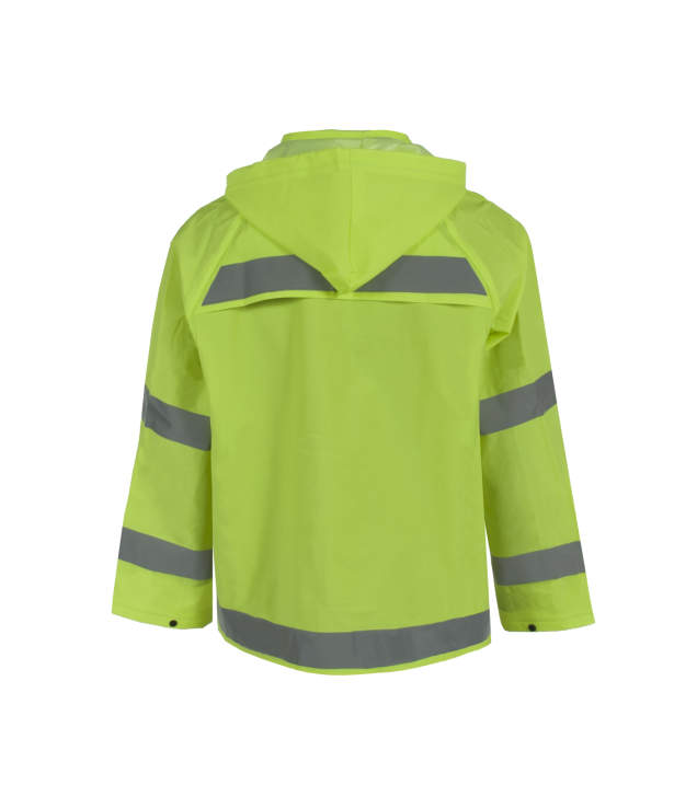 Econo-Viz Jacket with Snap-On Hood and Reflective Tape - Hi-Vis Lime, #10182-01-1-HLI - Image 2