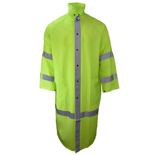 Econo-Viz Coat with Snap-On Hood and Reflective Tape - Hi-Vis Lime, #10187-31-1-HLI