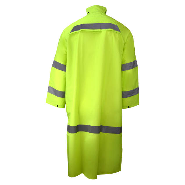 Econo-Viz Coat with Snap-On Hood and Reflective Tape - Hi-Vis Lime, #10187-31-1-HLI - Image 2