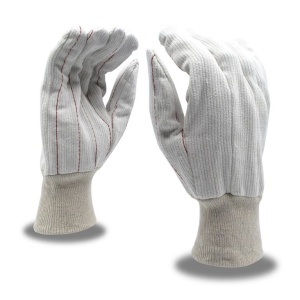 Canvas, Knit Wrist, Corded, Double Palm, 1 DZ: #2435CD-Logo (Logo Included)