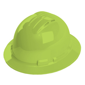 Pinlock, 4-Point, Vented, Duo Safetyâ„¢, Hard Hat, Full Brim, Hi-Vis Green, 1/EA: #H34R6V