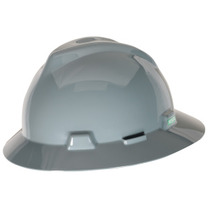 V-Gard Slotted Full-Brim Hat, Gray, w/Fas-Trac III Suspension, 1/EA #475367-Logo (Logo Included)