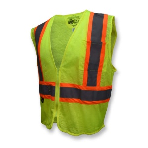 SV225 Class 2 Self Extinguishing Two-Tone Trim Mesh Safety Vest - Green, 1 EA #SV225-2ZGM- Logo (Logo Included)