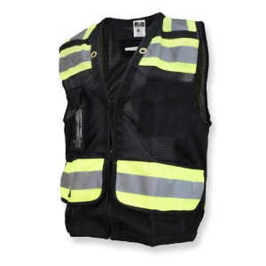 Type O Class 1 Heavy Duty Surveyor Safety Vest with Zipper, #SV59-1ZBM-Logo (Logo Included)
