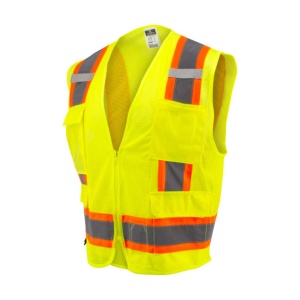 Two Tone Surveyor Type R Class 2 Mesh Safety Vest - Green, #SV6-2ZGM-Logo (Logo Included)