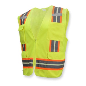 Two Tone Surveyor Type R Class 2 Solid/Mesh Safety Vest - Green, #SV6G