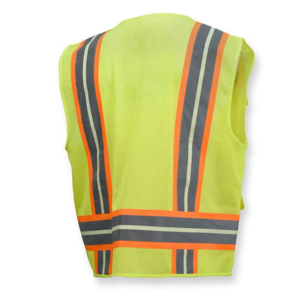 Two Tone Surveyor Type R Class 2 Solid/Mesh Safety Vest - Green, #SV6G - Image 2