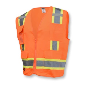 Two Tone Surveyor Type R Class 2 Mesh Safety Vest - Orange, #SV6-2ZOM-Logo (Logo Included)