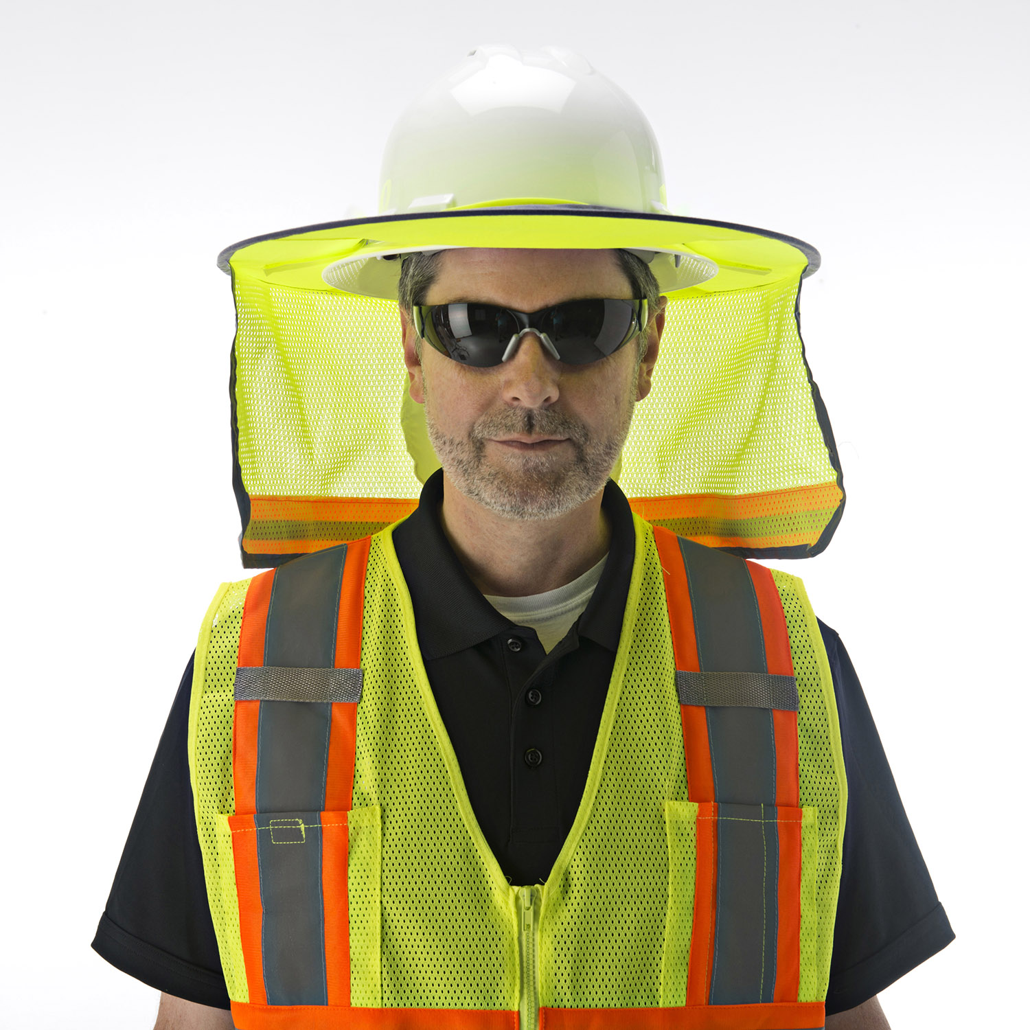 Hard Hat, Neck Shade, Lime: #VHB101-Logo (Logo Included)