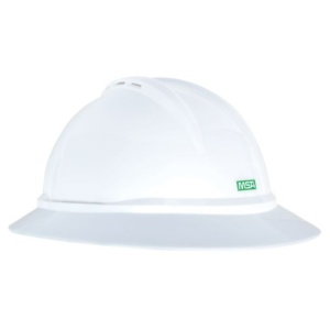 V-Gard 500 Hat, White Vented, 6-Point Fas-Trac III, 1/EA #10167950-Logo (Logo Included)