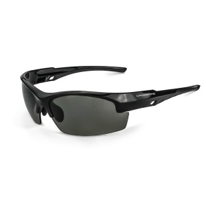 Crucible Premium Safety Eyewear - Shiny Black Frame - Smoke Lens, MOQ 12 #4061
