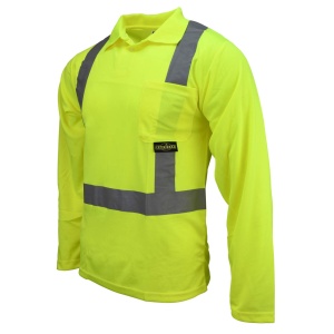ST22 Class 2 High Visibility Long Sleeve Safety Polo Shirt - Green ,#ST22-2PGS