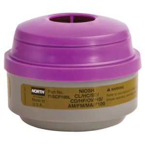 Defender multi gas & vapor cartridge w/ P100 particulate filter, PK of 2, #75SCP100L