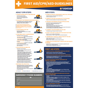 CPR, AED and First Aid Poster, 1 EA, #CPRFAST1