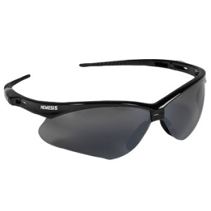 Nemesis Safety Glass, Grey Lens, Black Frame, MOQ 12 #25688-Logo (Logo Included)