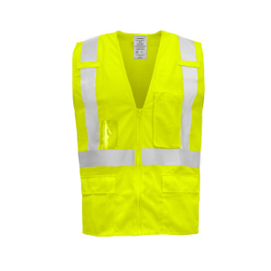Economy Type 2 Safety Vest with Clear ID Pocket, Hi-Viz Yellow, 1/EA, #1284-Z-RD-CID-Logo (Logo Included)