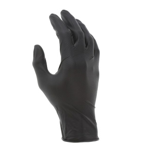 NitrileShield™ with Grippaz™ Powder Free Disposable Nitrile, 6 mil (6.2 g), Black, 1BX, #6016B