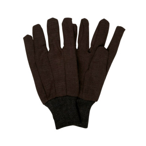 Brown Jersey Work Gloves Clute Pattern with Knit Wrist 7-Ounce Cotton/Polyester Blend, 1 DZ, #7100