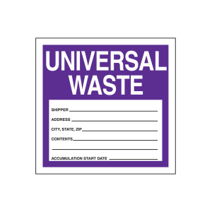 "UNIVERSAL WASTE", Adhesive Coated Paper Hazardous Waste Label, Legend, 25/PK, #MHZW17PSP