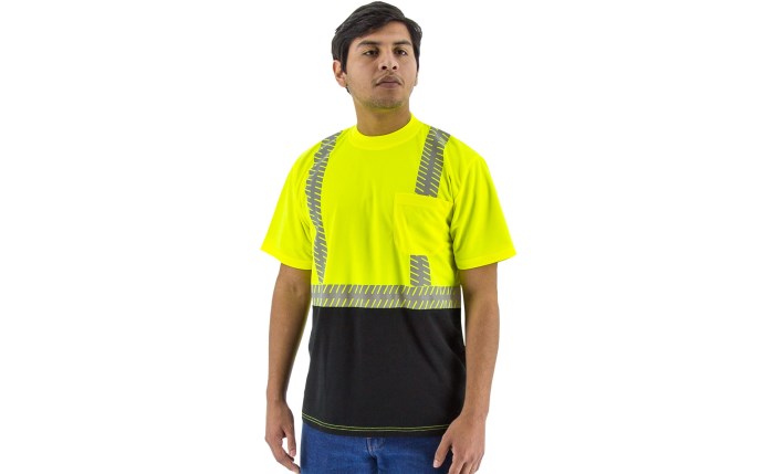 High Visibility Short Sleeve Shirt with Reflective Chainsaw Striping, ANSI 2, R, Yellow/Black #75-5215-Logo (Logo Included)