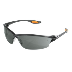 Law® LW2 Series Gray Safety Glasses with Gray Lens Soft Secure TPR Nose Piece and Temple Inserts , MOQ 12 #LW212