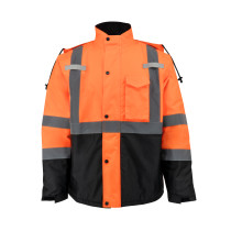 Class 3 Economy Parka with Quilted Lining - Hi-Vis Orange / Black #SJ411QB-3ZOS-Logo (Logo Included) - Image 11