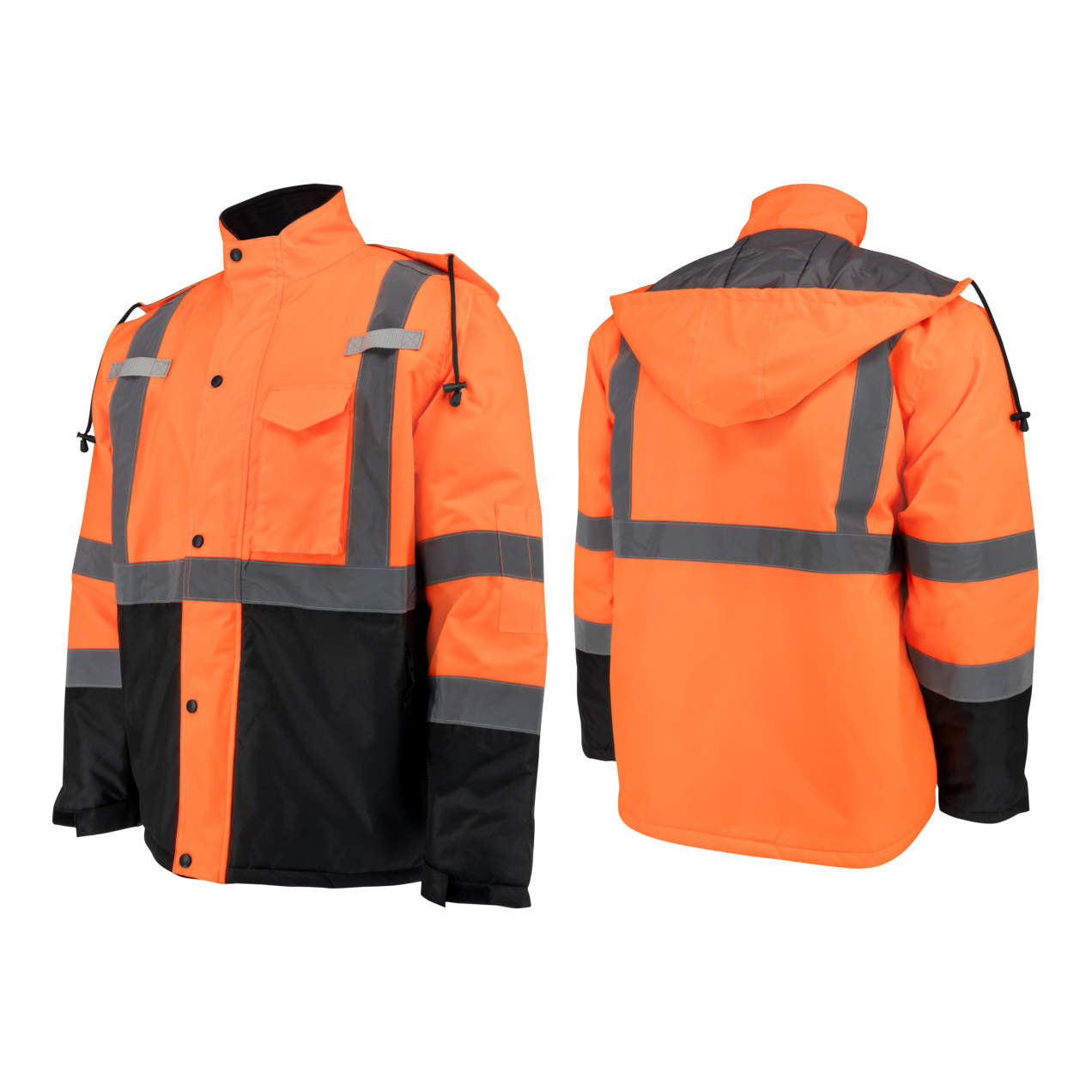 Class 3 Economy Parka with Quilted Lining - Hi-Vis Orange / Black #SJ411QB-3ZOS-Logo (Logo Included) - Image 13