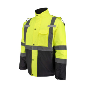 Class 3 Economy Parka with Quilted Lining - Hi-Vis Green / Black #SJ411QB