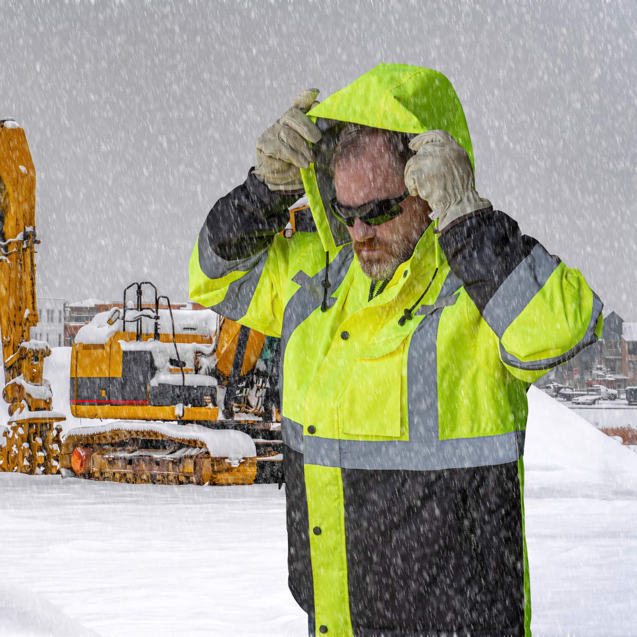 Class 3 Economy Parka with Quilted Lining - Hi-Vis Orange / Black #SJ411QB-3ZOS-Logo (Logo Included) - Image 15
