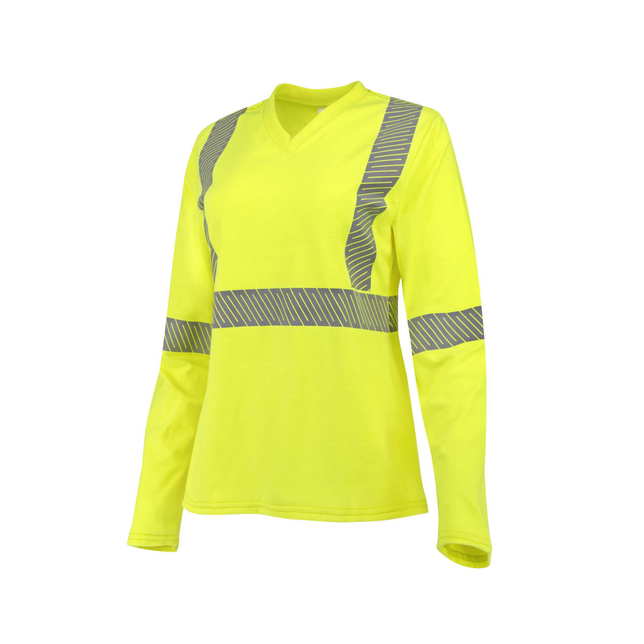 Women's Long Sleeve FR T-shirt with Class 3 Segmented Reflective Tape - Hi-Vis Green, 1/EA #ST921W-3X-Logo (Logo Included)