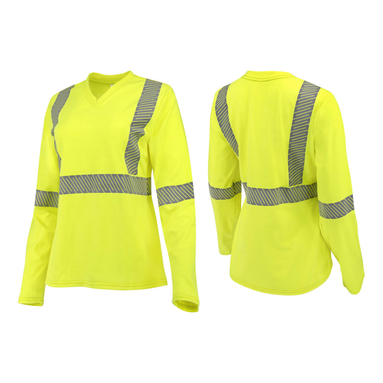 Women's Long Sleeve FR T-shirt with Class 3 Segmented Reflective Tape - Hi-Vis Green, 1/EA #ST921W-3X-Logo (Logo Included) - Image 5
