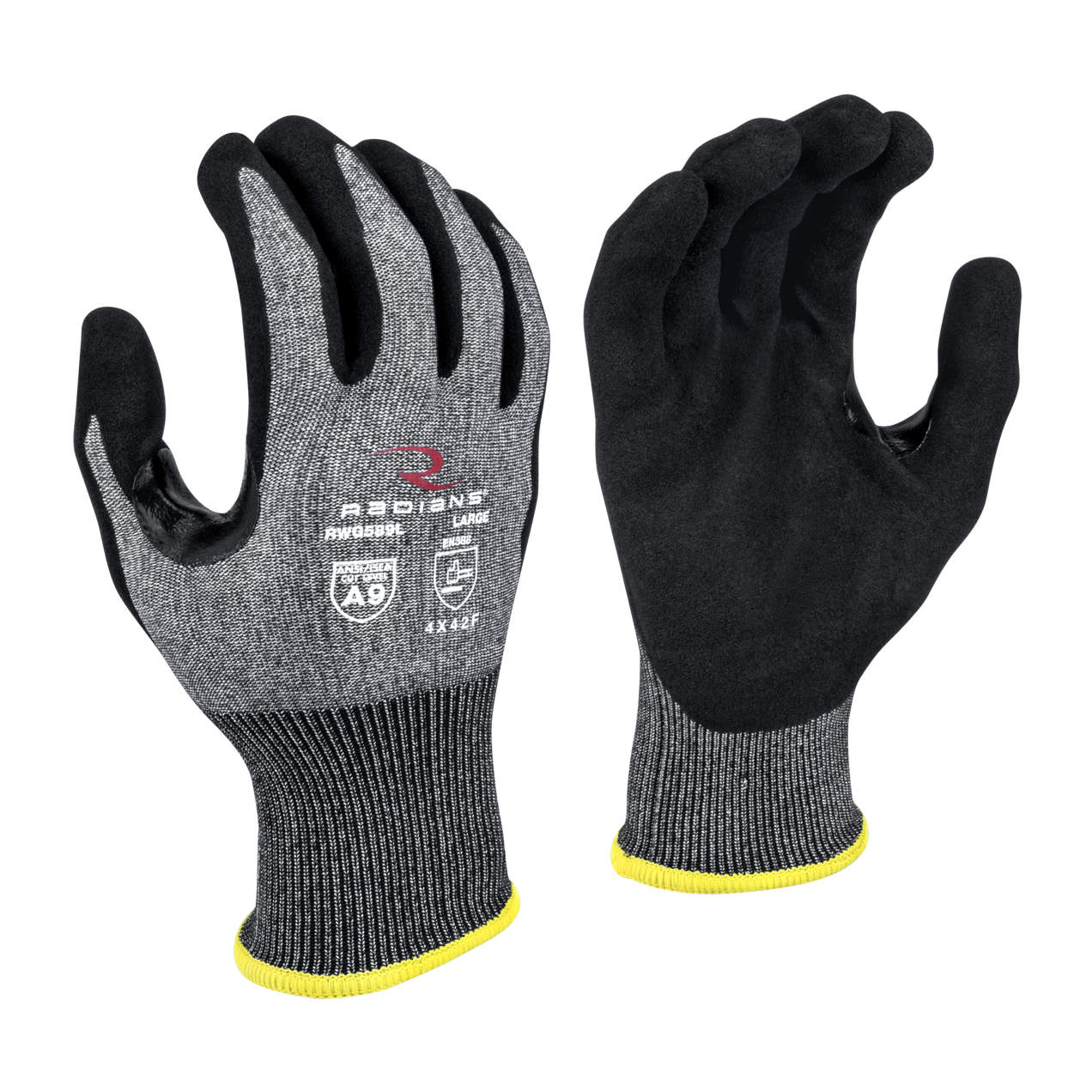 Radians Cut Protection Level A9 Sandy Foam Nitrile Coated Glove, 1 DZ #RWG589