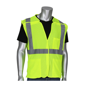 ANSI Type R Class 2 Three Pocket Mesh Breakaway Vest, Hi-Vis Yellow, 1 EA  #302-5PMVLY (Logo Included)