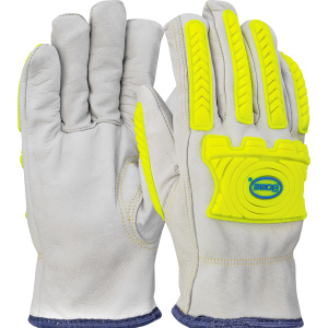 Boss® Top Grain Goatskin Leather Drivers Glove with UHMWPE Blend Lining and Hi-Vis Impact Protection,  1/PR #09-LC571MP