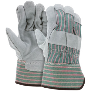 Leather Palm Work Gloves - Competitive Value C Grade Split Shoulder Leather - 2.5 Inch Rubberized Safety Cuff , MOQ 12 #1230