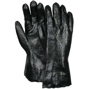 PVC Coated Work Gloves - Single Dipped with Rough Black PVC - Soft Interlock Lining - Interlock Lining is Comfortable and Soft to the Touch, 1 DZ #6212R