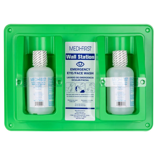 First Aid Eye Wash Wall Station with Two 16 oz. Bottles, 1 EA #19825