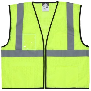Hi-Vis Reflective Lime Safety Vest Zipper Front Closure, Type R Class 2 safety vest with mesh, 1 EA  #VCL2MLZ