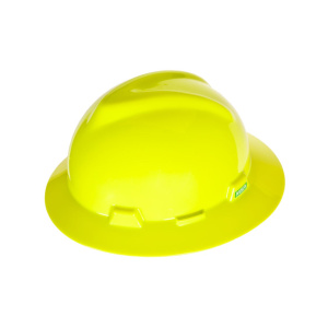 V-Gard Slotted Full-Brim Hat, Hi-Viz Yellow-Green, w/Fas-Trac III Suspension, 1 EA #10061515
