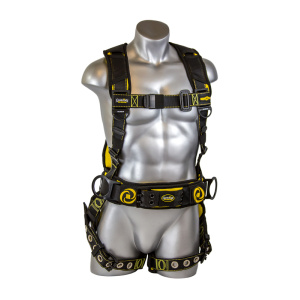 Cyclone Construction Harness Black/Yellow, PT chest /TB leg / TB waist belt / Side D-rings / Size M-L, 1 EA #21065