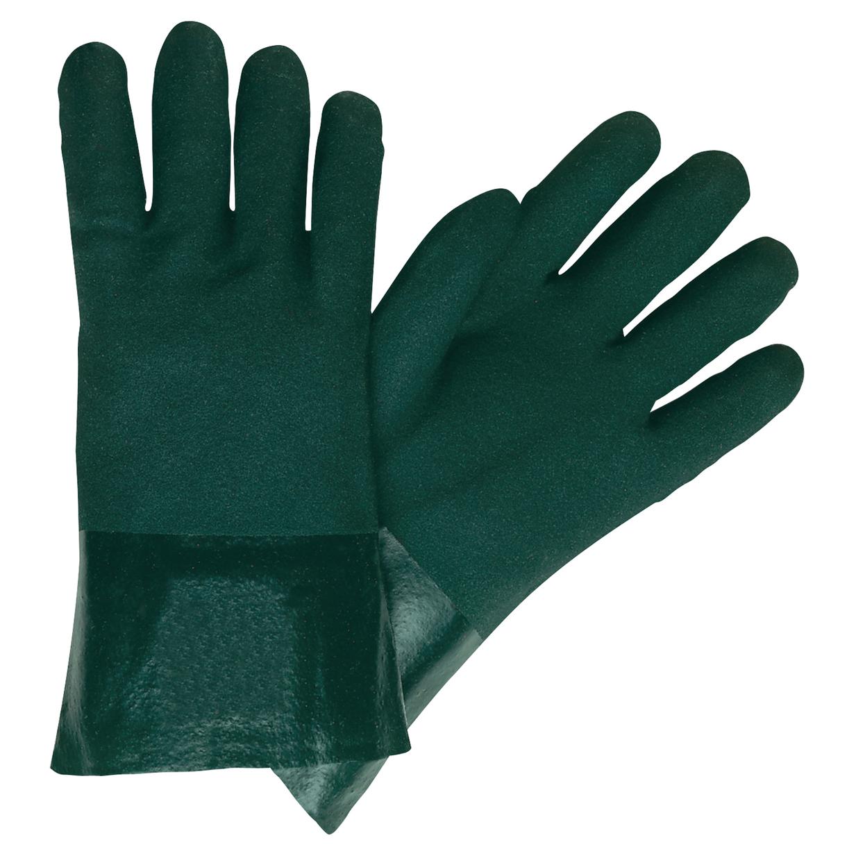 PVC Coated Work Gloves - Double Dipped with Sandy Green PVC - Soft Jersey Lining - 12 '', 1/DZ #6422