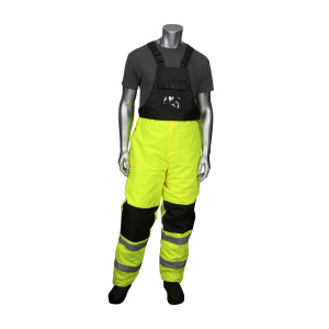 ANSI Class E Insulated Bib Pants with Black Trim, Hi-Vis Yellow  #318-1775